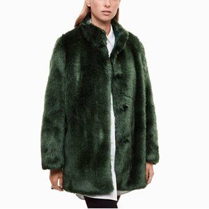 Aritzia Babaton Faux Fur Fritz Coat Jacket Emerald Green Size XXS